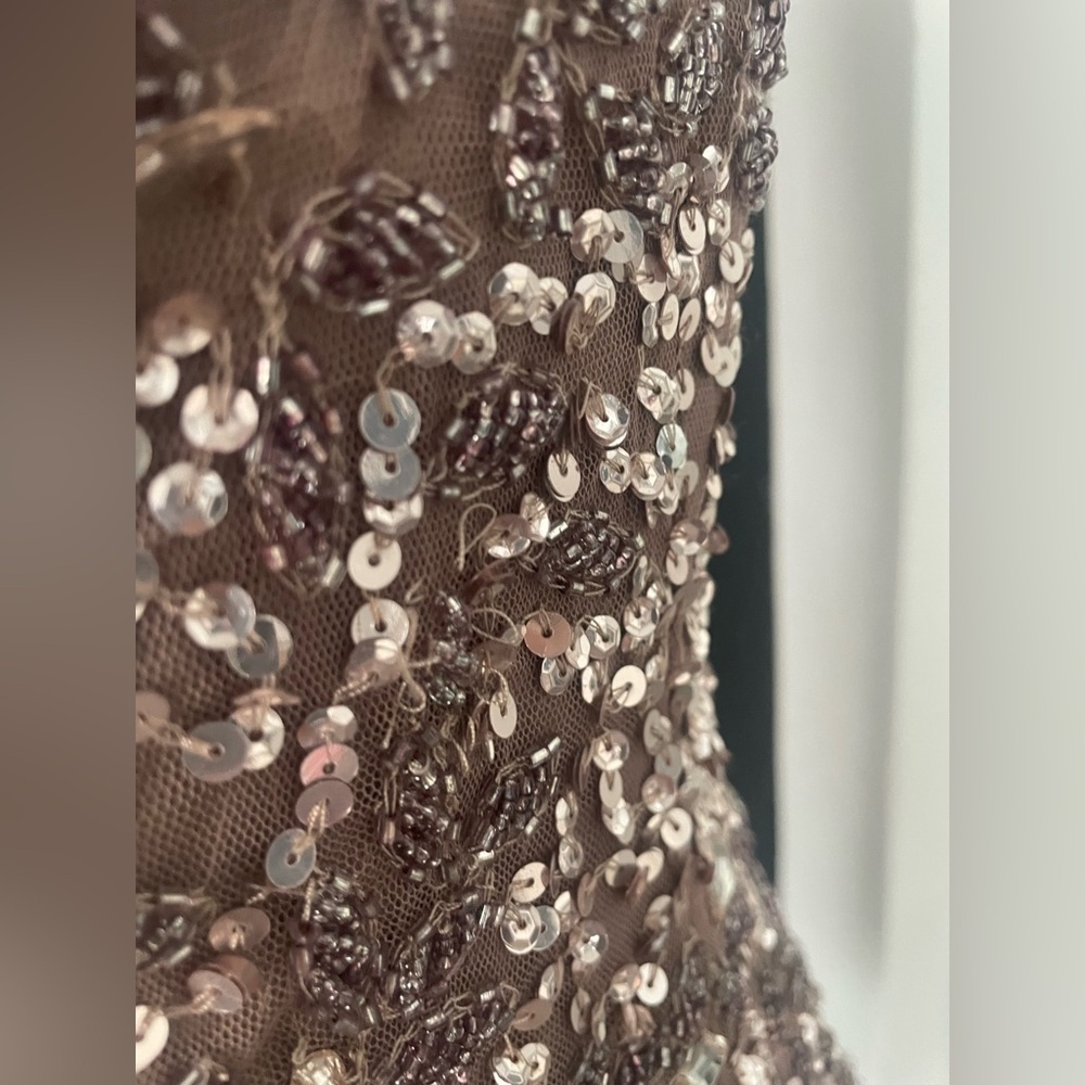 Adrianna Papell Sequin Embellished Cocktail Dress - Beige - Picture 5 of 13